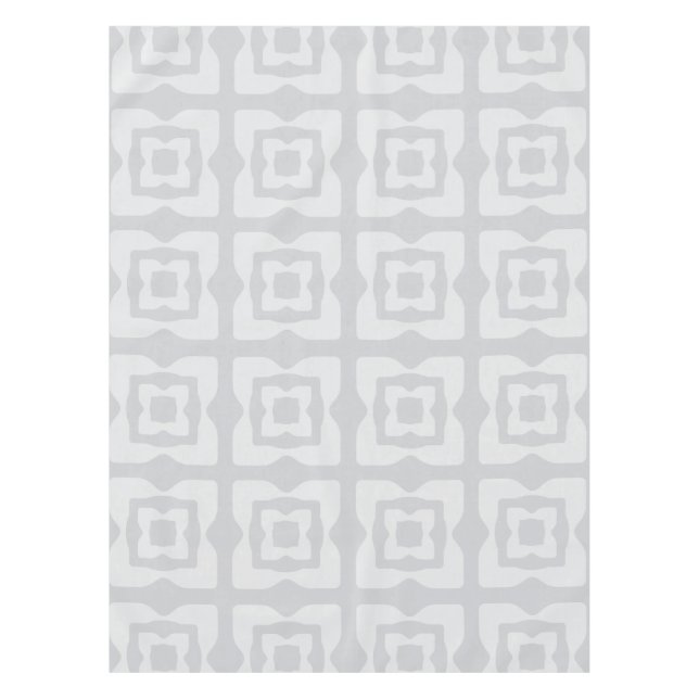 Midcentury Modern Squares Pattern Light Grey Tablecloth (Front)