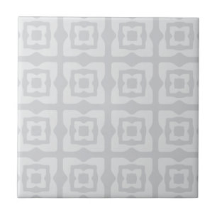 Midcentury Modern Squares Pattern Light Grey Tile