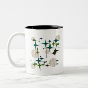 Midcentury Modern Starbursts and Globes 1 Two-Tone Coffee Mug