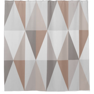 MidCentury Modern Triangles Brown Shower Curtain