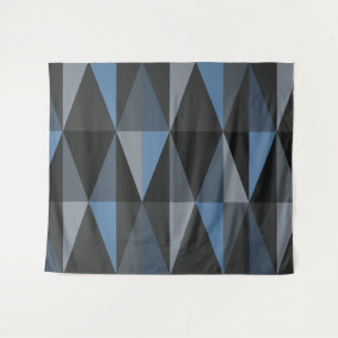 MidCentury Modern Triangles Dark Blue Tapestry