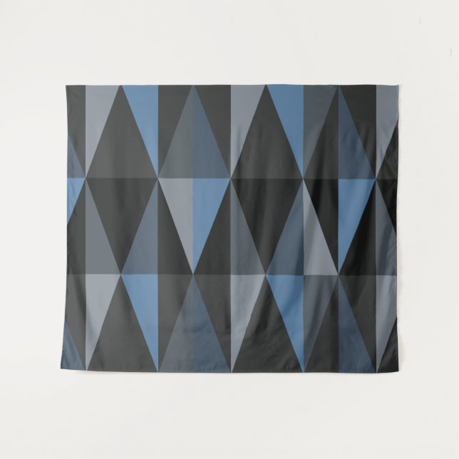 MidCentury Modern Triangles Dark Blue Tapestry (Front (Horizontal))