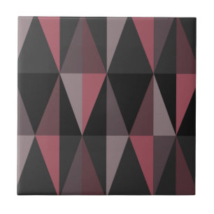 MidCentury Modern Triangles Dark Burgundy Tile