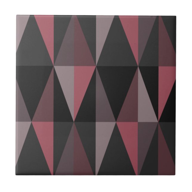 MidCentury Modern Triangles Dark Burgundy Tile (Front)