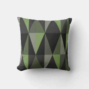 MidCentury Modern Triangles Dark Olive Cushion