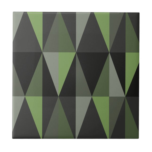 MidCentury Modern Triangles Dark Olive Tile (Front)