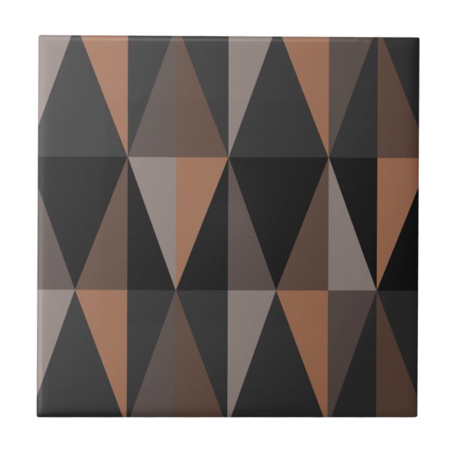 MidCentury Modern Triangles Dark Sepia Tile (Front)