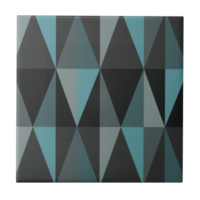 MidCentury Modern Triangles Dark Teal Tile (Front)