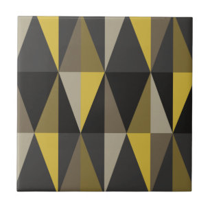 MidCentury Modern Triangles Dark Yellow Tile