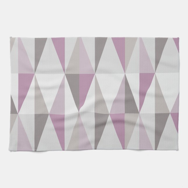MidCentury Modern Triangles Mauve Tea Towel (Horizontal)