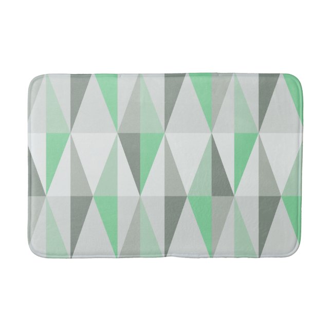 MidCentury Modern Triangles Mint Bath Mat (Front)