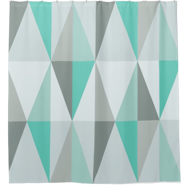 MidCentury Modern Triangles Turquoise Shower Curtain (Front)