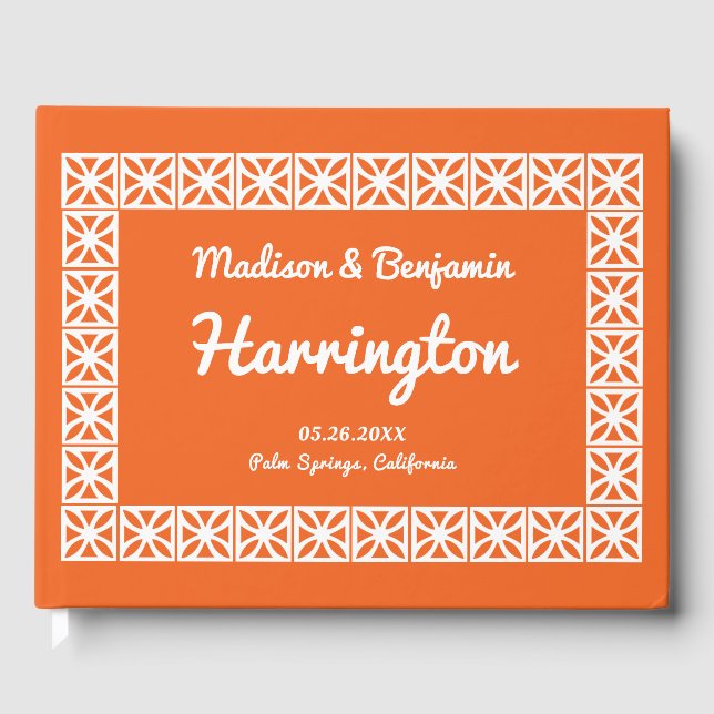 Midcentury Modern Wedding, Breeze Blocks Frame Guest Book (Front)