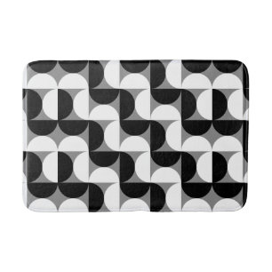Midcentury Pattern Bowls Black White Bath Mat