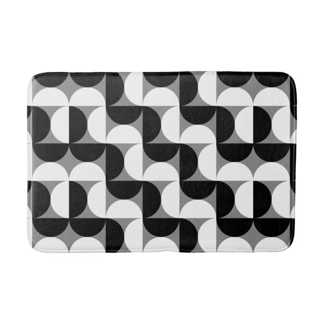 Midcentury Pattern Bowls Black White Bath Mat (Front)