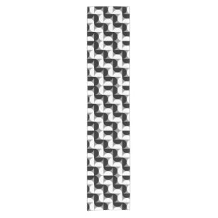 Midcentury Pattern Bowls Black White Short Table Runner