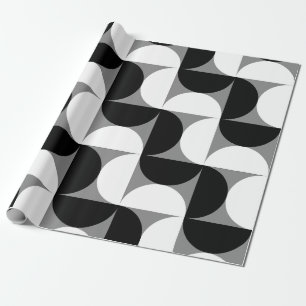 Midcentury Pattern Bowls Black White Wrapping Paper