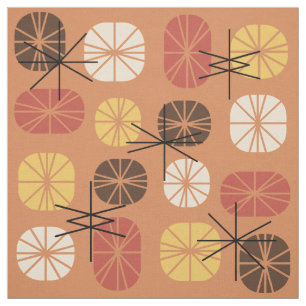 Midcentury Pattern Oblongs Autumn Orange Fabric