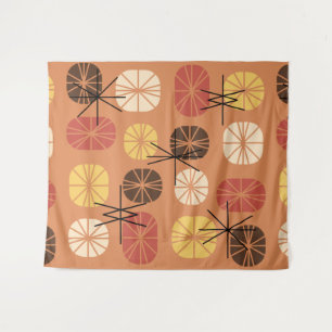 Midcentury Pattern Oblongs Autumn Orange Tapestry