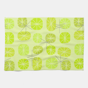 Midcentury Pattern Oblongs Chartreuse Tea Towel