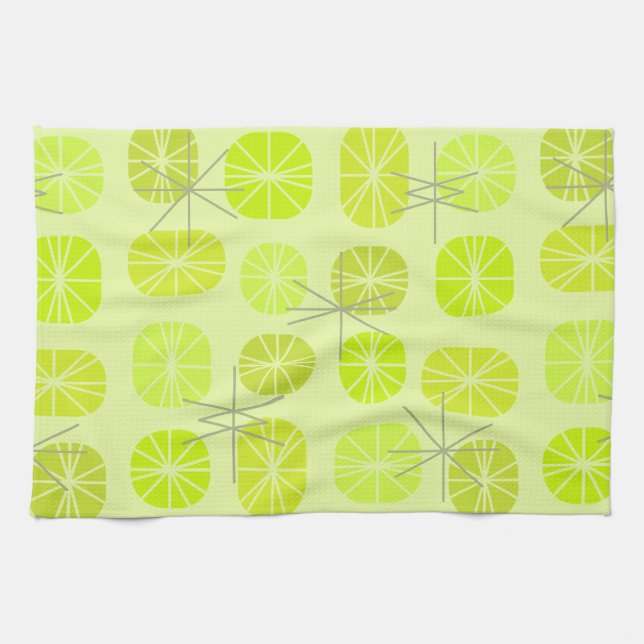 Midcentury Pattern Oblongs Chartreuse Tea Towel (Horizontal)