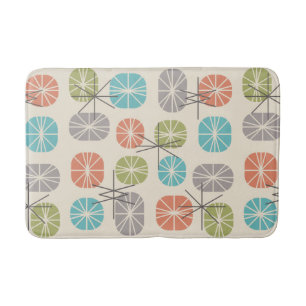 Midcentury Pattern Oblongs Colourful Multicolored Bath Mat