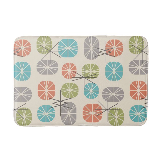 Midcentury Pattern Oblongs Colourful Multicolored Bath Mat (Front)