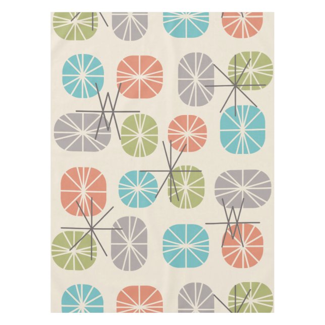 Midcentury Pattern Oblongs Colourful Multicolored Tablecloth (Front)