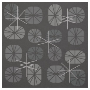 Midcentury Pattern Oblongs Dark Grey Fabric