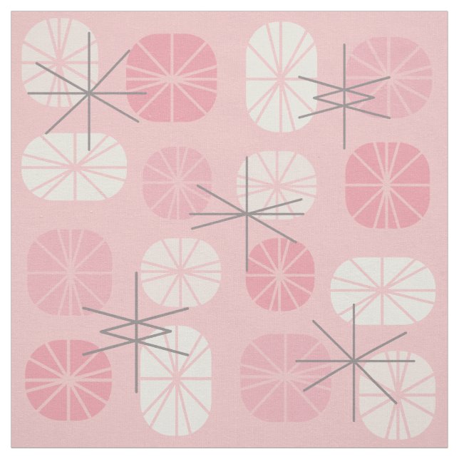 Midcentury Pattern Oblongs Pink Vanilla Fabric (Swatch)