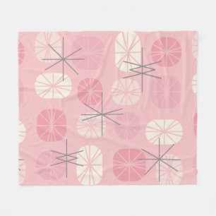 Midcentury Pattern Oblongs Pink Vanilla Fleece Blanket