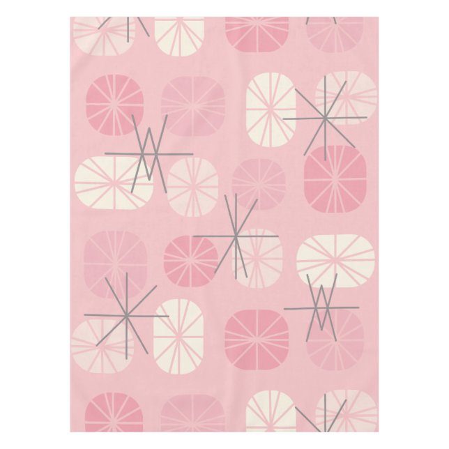 Midcentury Pattern Oblongs Pink Vanilla Tablecloth (Front)