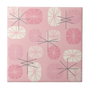 Midcentury Pattern Oblongs Pink Vanilla Tile