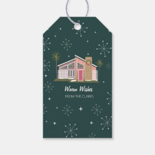 Midcentury Pink House Palm Springs Christmas Gift Tags