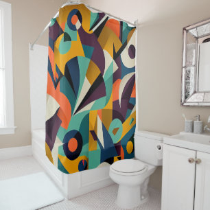 Midcentury Retro Abstract Pattern Shower Curtain