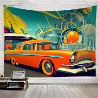 Midcentury Retro Futuristic Automotive Art Orange