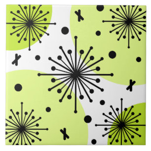 Midcentury Sputnik Starbursts Chartreuse Tile
