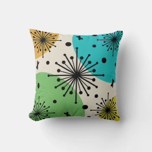 Midcentury Sputnik Starbursts Multicolored Cushion