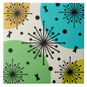 Midcentury Sputnik Starbursts Multicolored Tile
