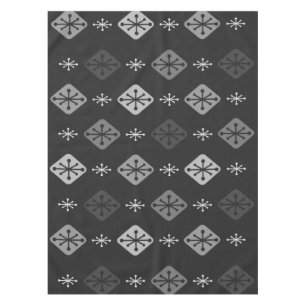 Midcentury Starbursts Diamonds Dark Gray Tablecloth