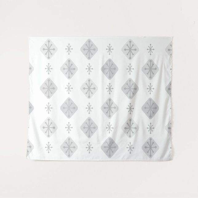 Midcentury Starbursts Diamonds Light Grey Tapestry (Front (Horizontal))