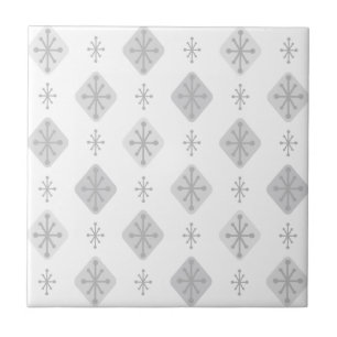 Midcentury Starbursts Diamonds Light Grey Tile