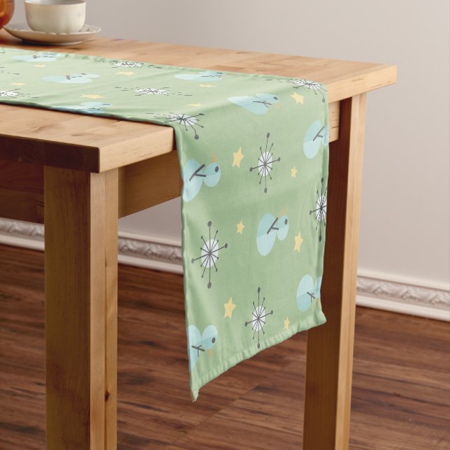 Midcentury Vintage Christmas Snowmen Short Table Runner (In Situ)