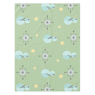 Midcentury Vintage Christmas Snowmen Tablecloth