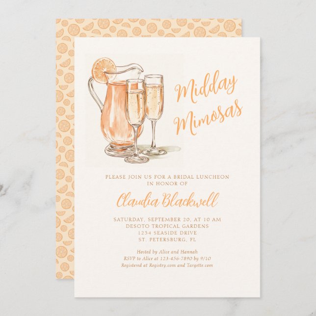 Midday Mimosas Bridal Luncheon Shower Invitation (Front/Back)