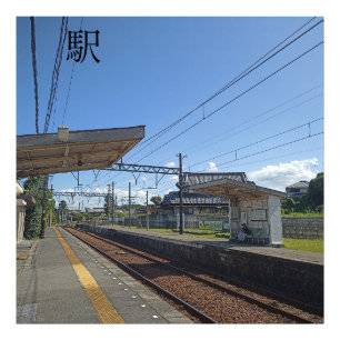 Midday Solitude: A local railway station in Japan Photo Print