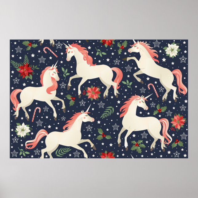 Middle Ages print Unicorns on a Christmas floral b (Front)