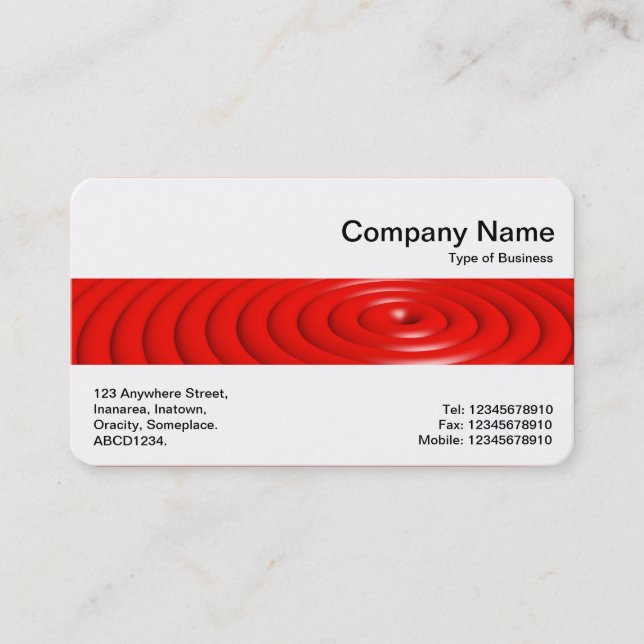 Middle Band - Concentric Rings - Red Business Card (Front)