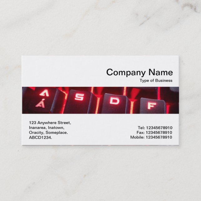 Middle Band - Glowing Keyboard Business Card (Front)