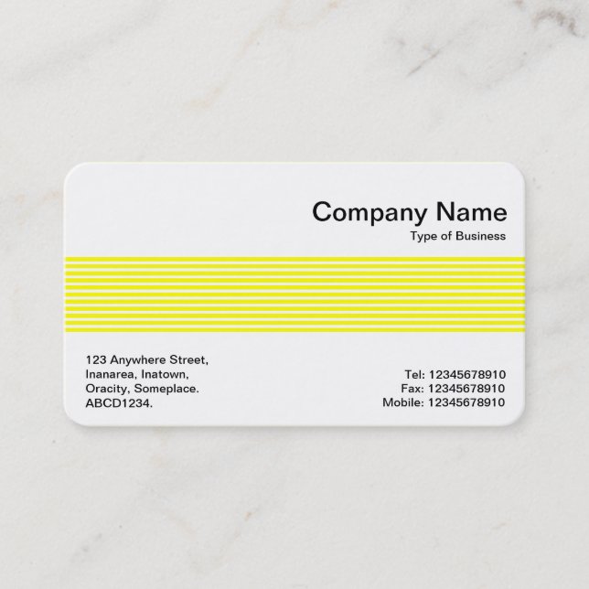 Middle Band - Lines - Yellow Business Card (Front)